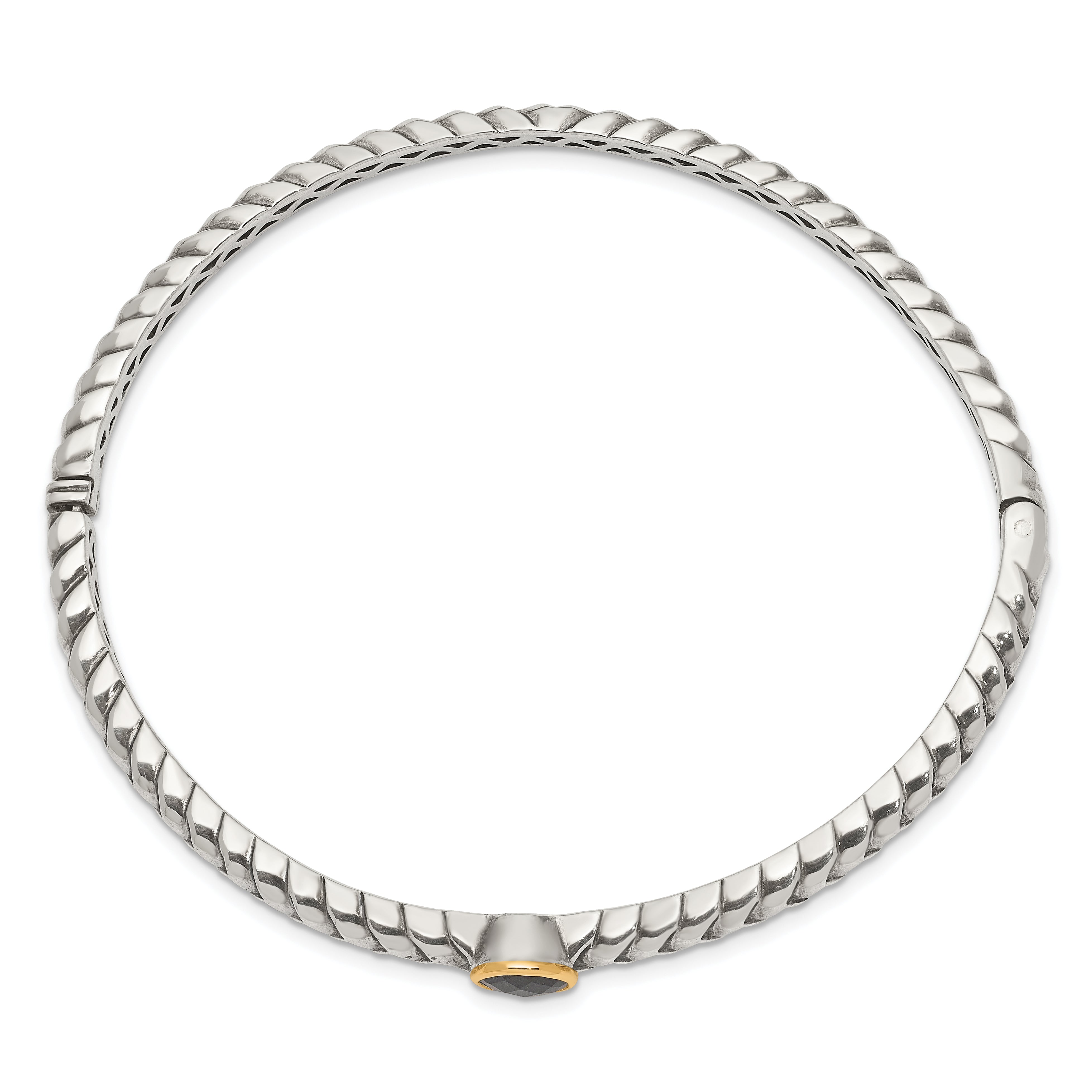 Sophia Jewelers Sterling Silver & 14K Gold Black Onyx Hinged Bangle Bracelet Secondary image