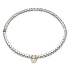 Sophia Jewelers Sterling Silver 14K Gold Freshwater Pearl Hinged Bangle