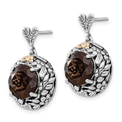 Sophia Jewelers Sterling Silver 14K Gold Smoky Quartz Dangle Earrings