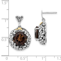 Sophia Jewelers Sterling Silver 14K Gold Smoky Quartz Dangle Earrings