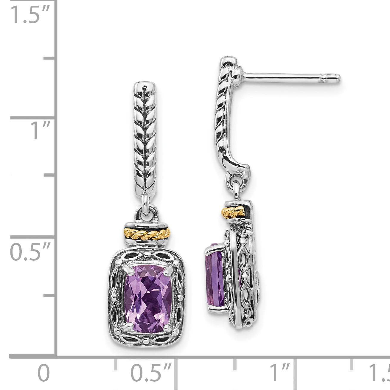 Sophia Jewelers Sterling Silver & 14K Gold Amethyst Dangle Earrings
