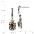 Shey Couture Sterling Silver 14K Smoky Quartz Dangle Earrings Vintage Elegance