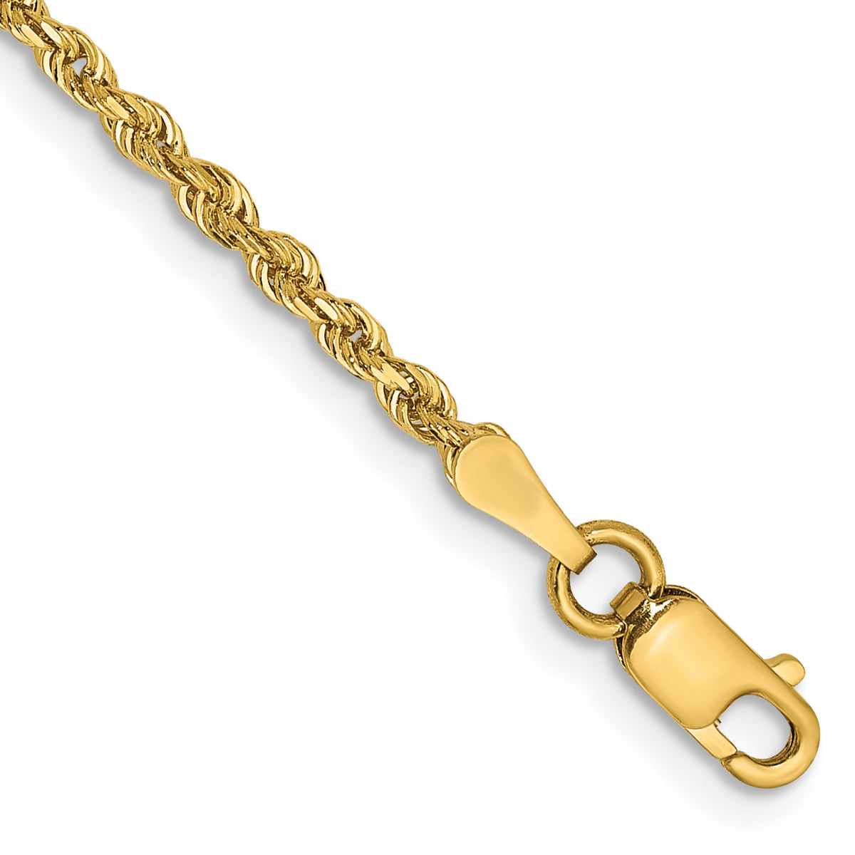 14K 10 Inch 2mm Diamond-cut Quadruple Rope Lobster Clasp Anklet