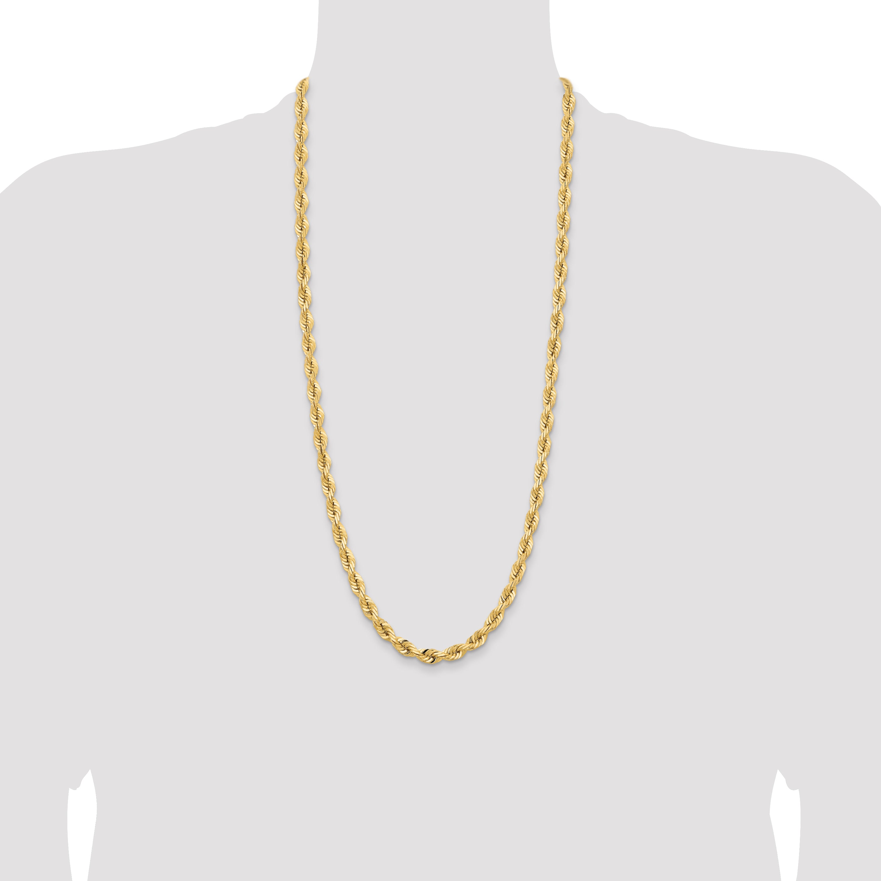 14K 20 Inch 7mm Diamond-cut Quadruple Rope Fancy Lobster Clasp Chain