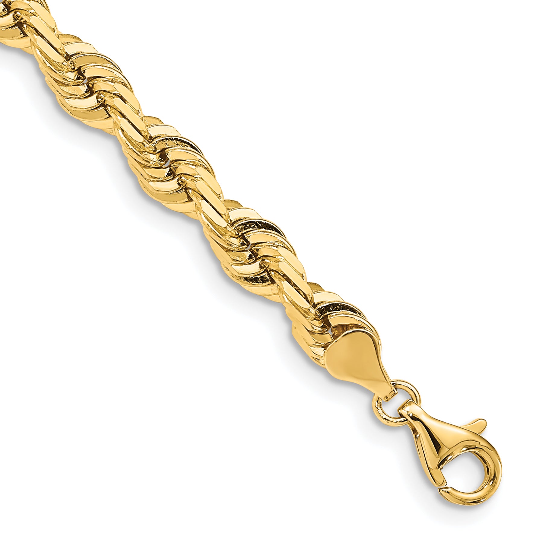 14K 8 Inch 7mm Diamond-cut Quadruple Rope Fancy Lobster Clasp Chain Main image