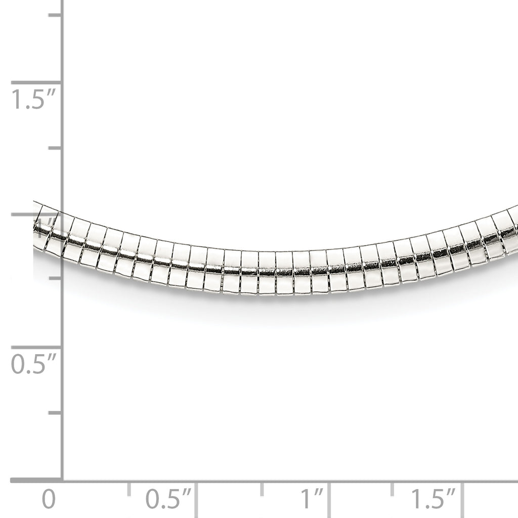 Sterling Silver 925 Omega Necklace, 18 Inch, 4mm Width, Polished Finish, Lobster Clasp
