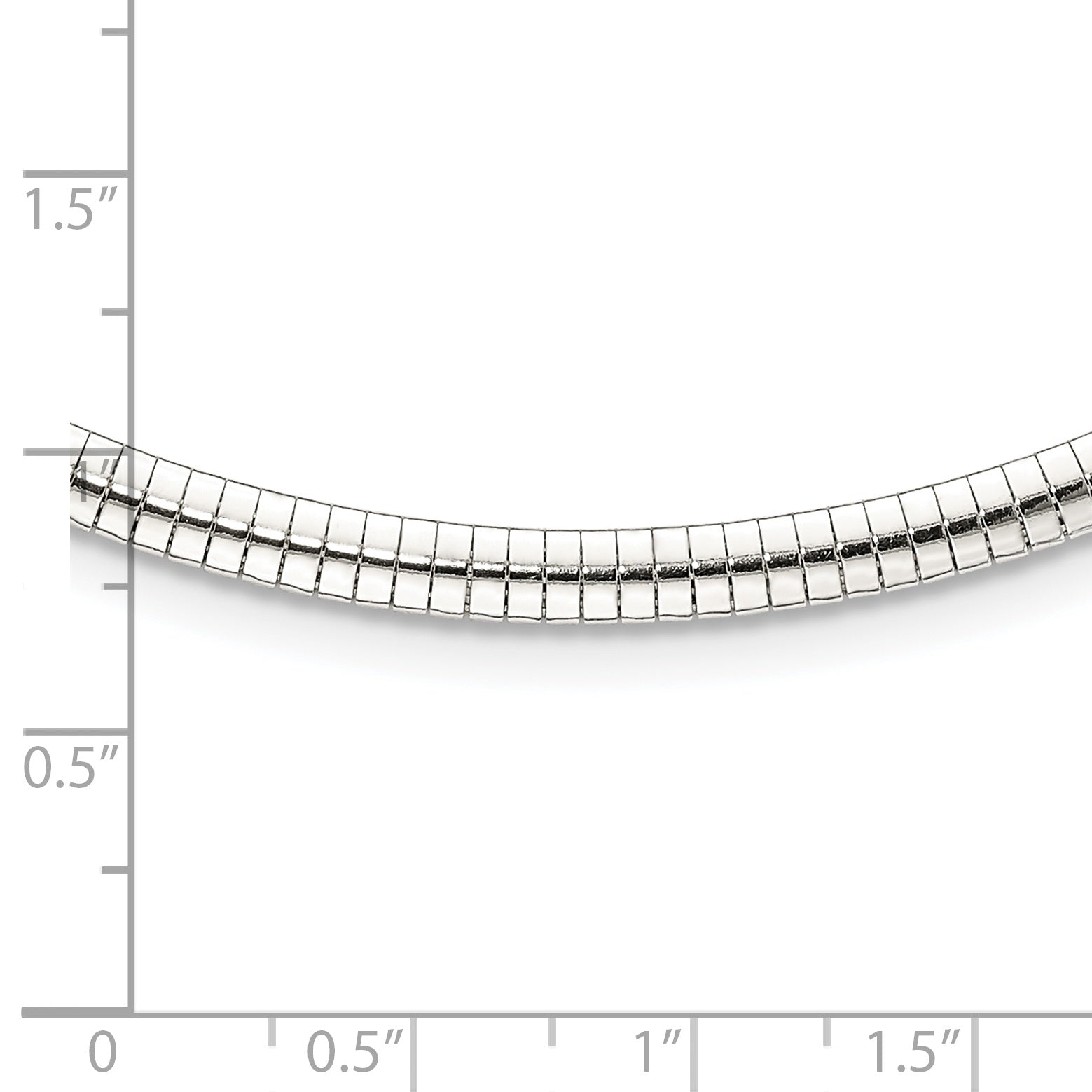 Sterling Silver 925 Omega Necklace, 18 Inch, 4mm Width, Polished Finish, Lobster Clasp