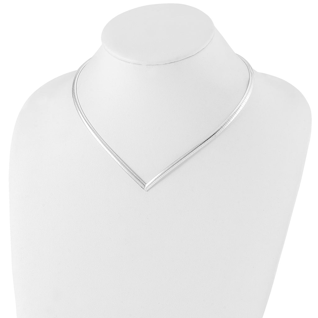 Sophia Jewelers 925 Sterling Silver Polished V-Shaped Omega Necklace