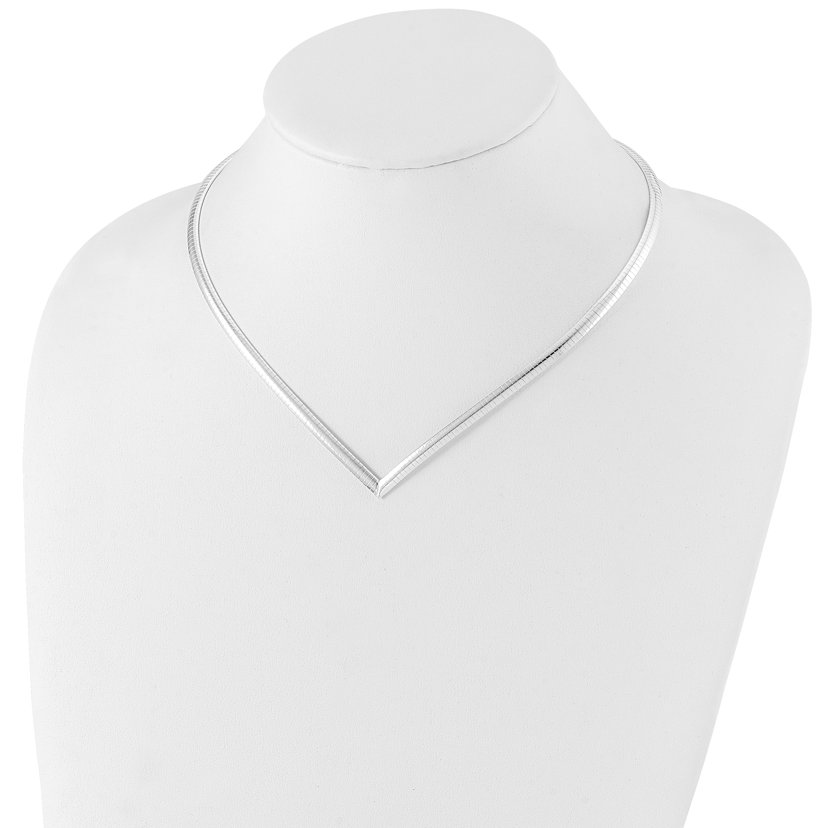 Sophia Jewelers 925 Sterling Silver Polished V-Shaped Omega Necklace