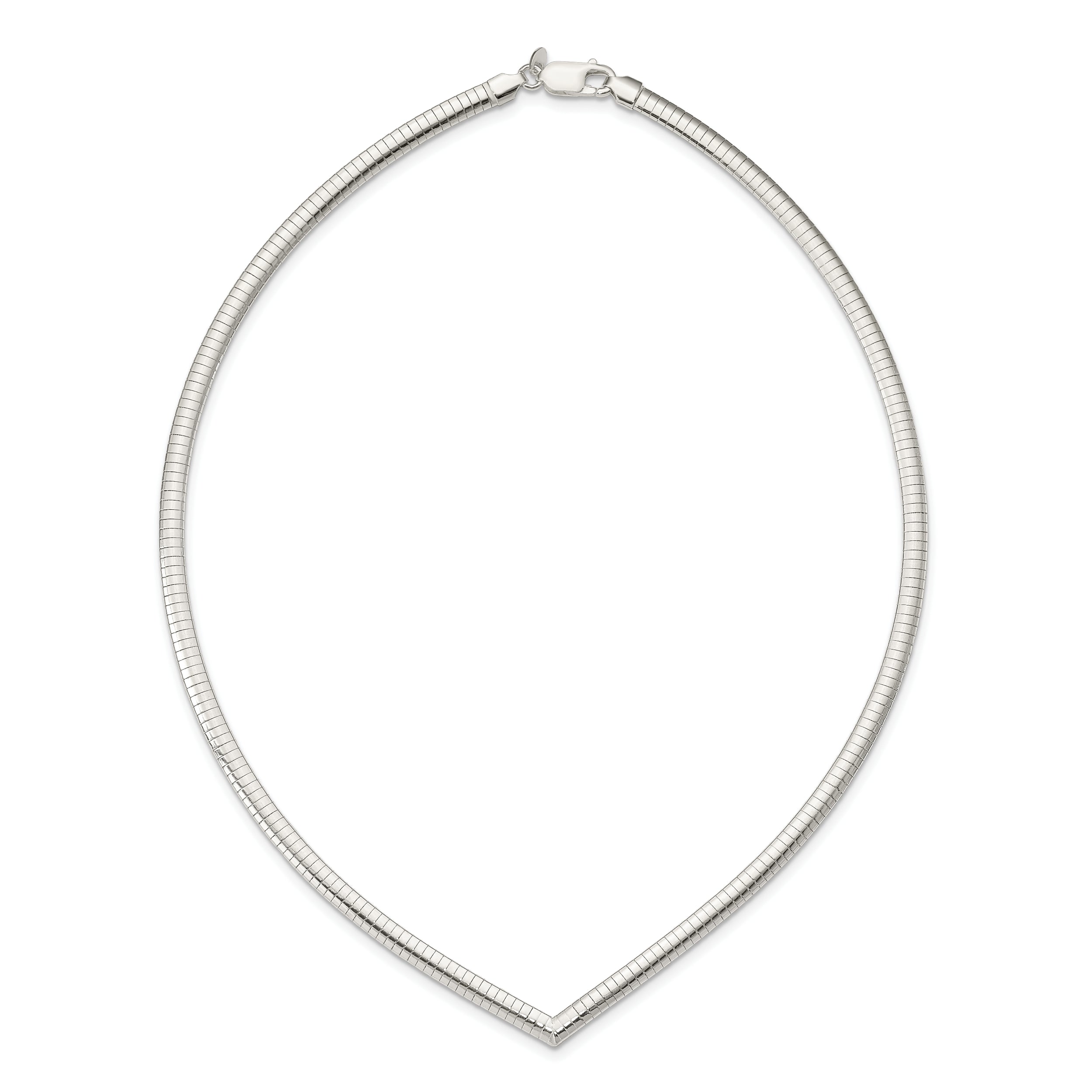 Sophia Jewelers 925 Sterling Silver Polished V-Shaped Omega Necklace