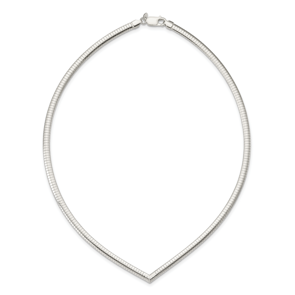 Sophia Jewelers 925 Sterling Silver Polished V-Shaped Omega Necklace