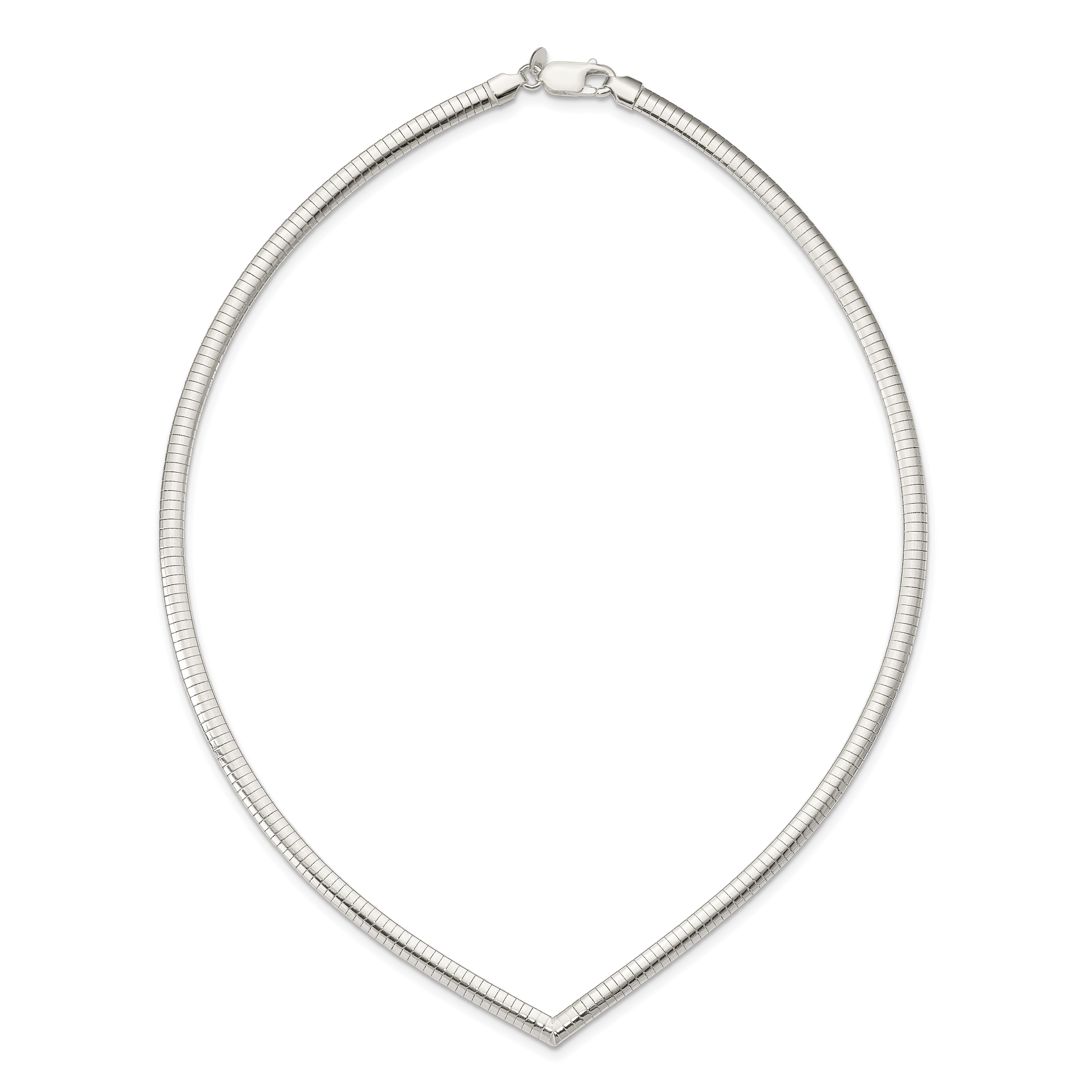 Sophia Jewelers 925 Sterling Silver Polished V-Shaped Omega Necklace