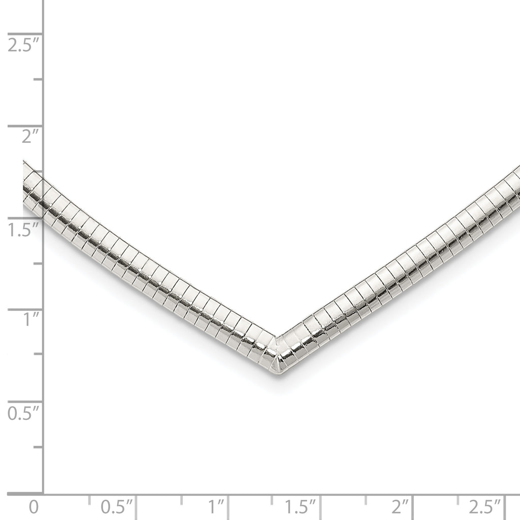 Sophia Jewelers 925 Sterling Silver Polished V-Shaped Omega Necklace