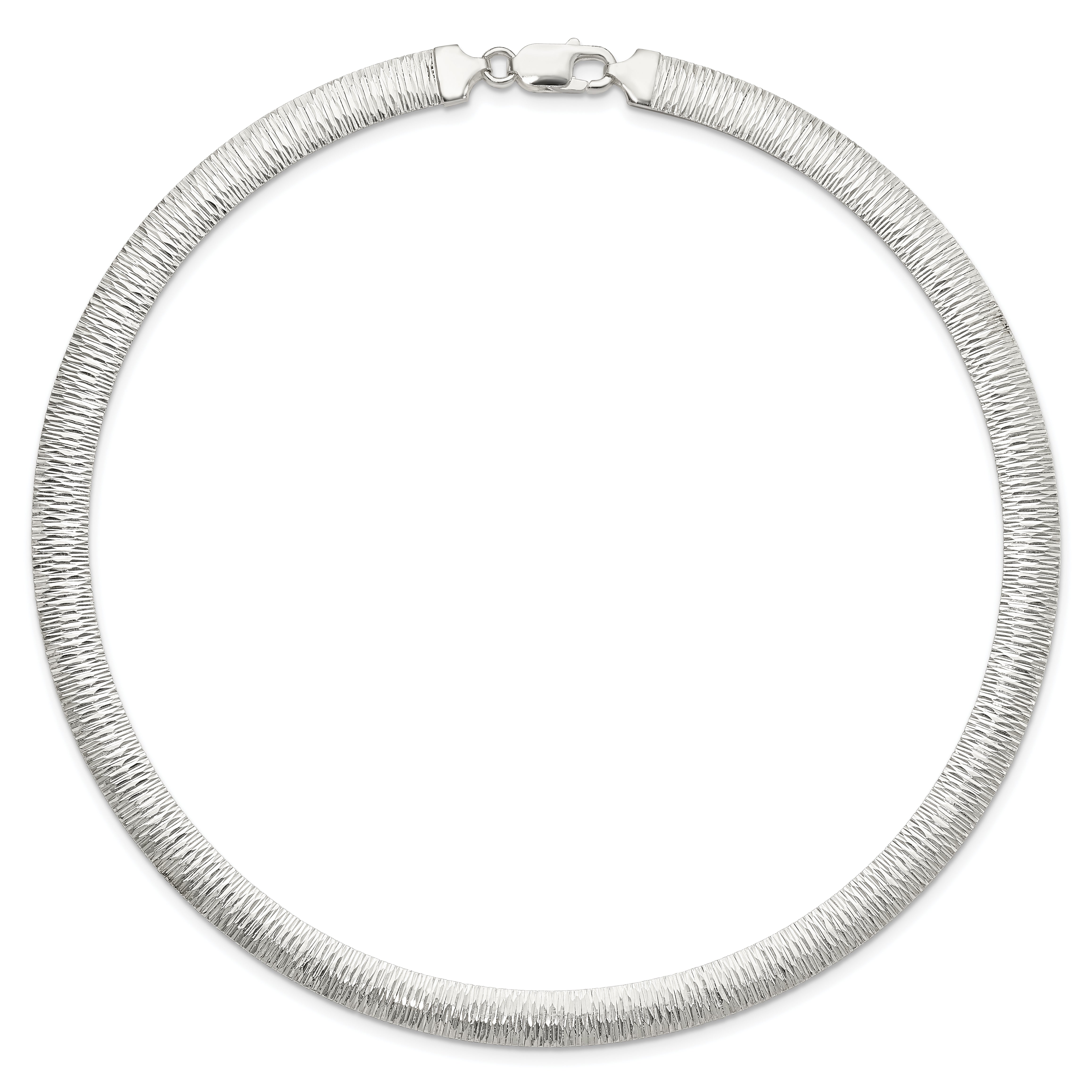 Sterling Silver 925 Reversible Polished Omega Necklace 17 Diamond-Cut