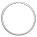 Sterling Silver 925 Reversible Polished Omega Necklace 17 Diamond-Cut