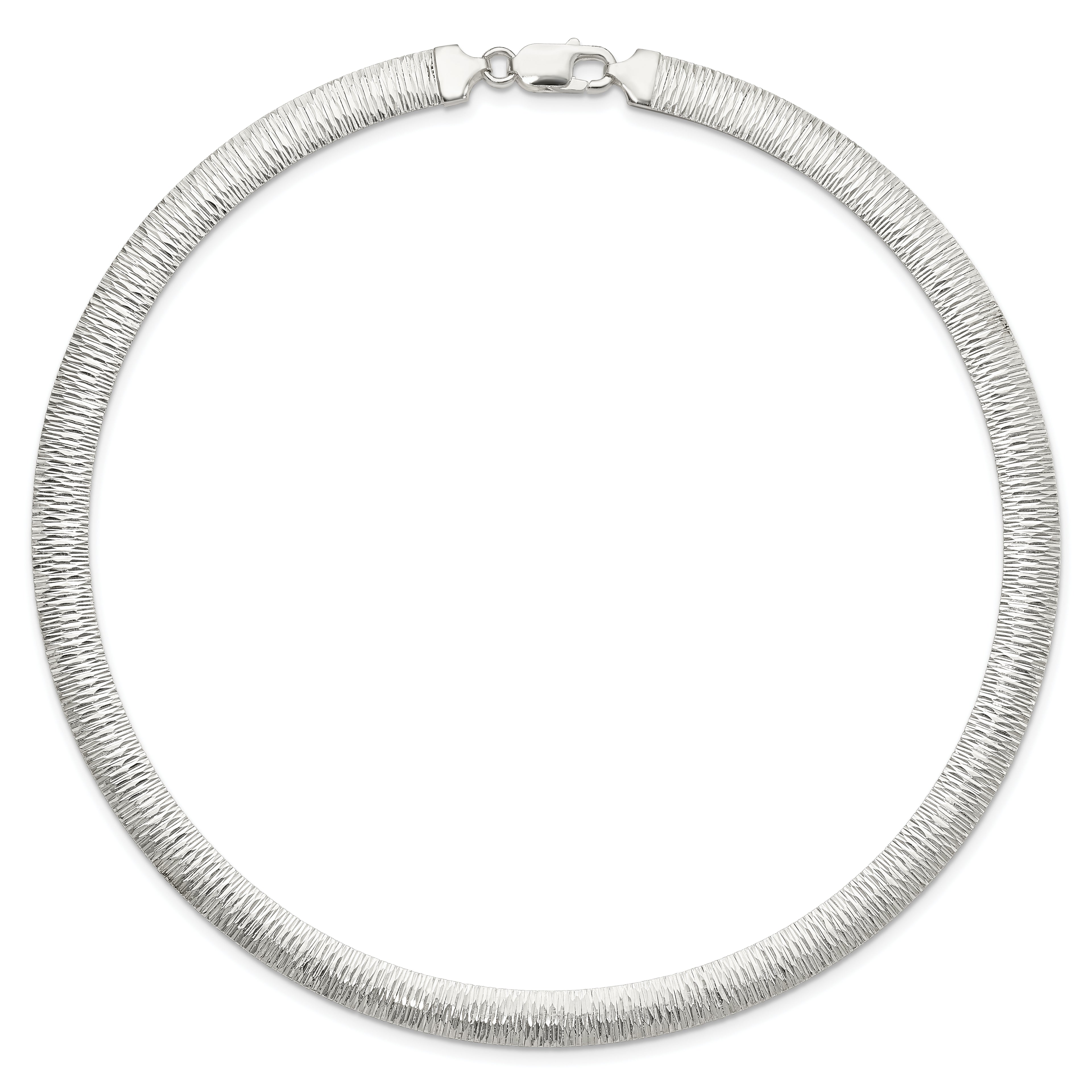 Sterling Silver 925 Reversible Polished Omega Necklace 17 Diamond-Cut