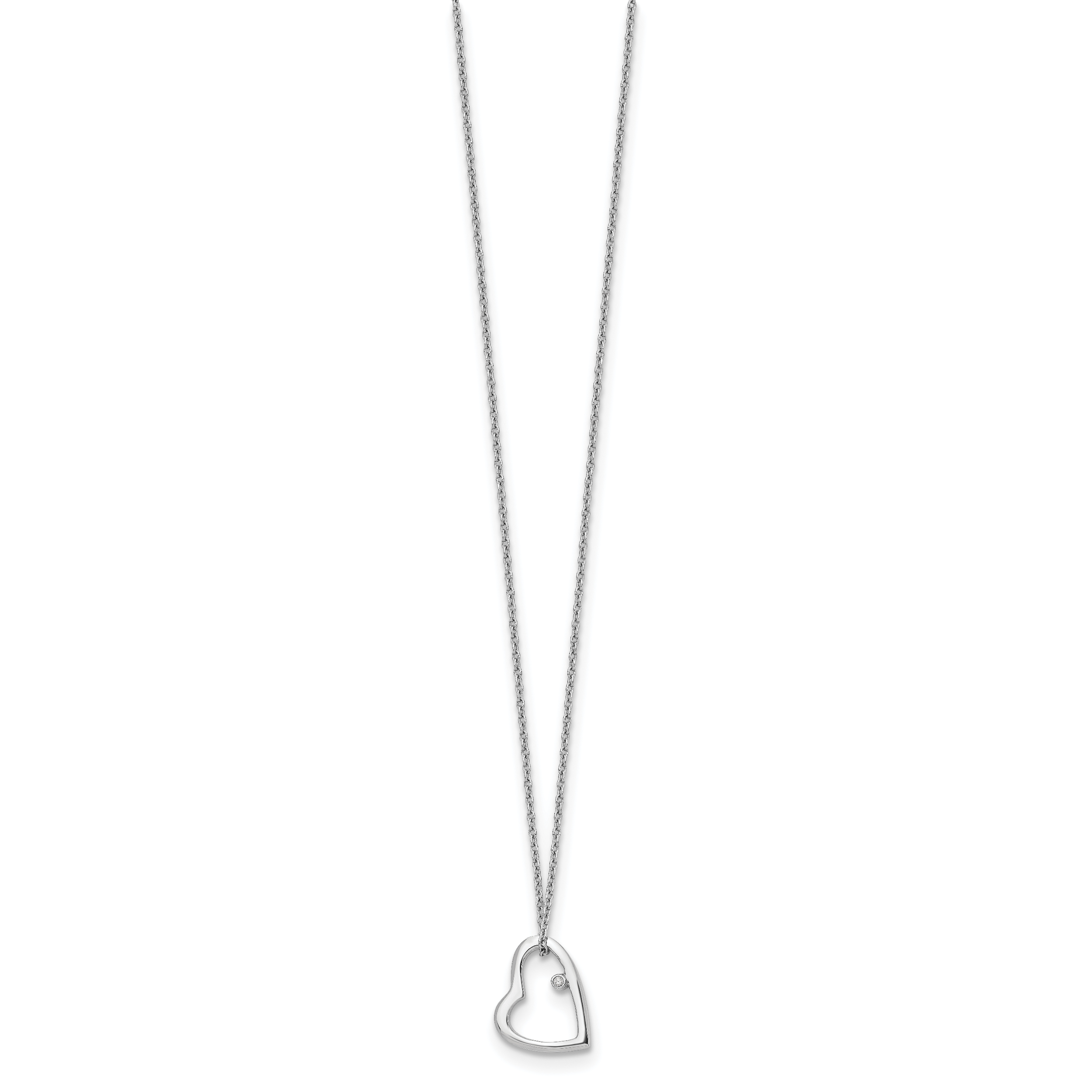 Sophia Jewelers Sterling Silver Diamond Heart Necklace with Polished Rhodium Finish Secondary image
