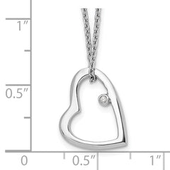 White Ice Sterling Silver Rhodium-plated 18 Inch Diamond Open Heart Necklace with 2 Inch Extender