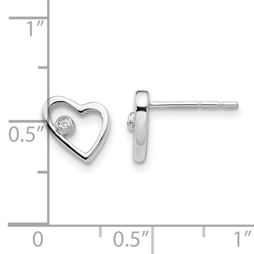 Sophia Jewelers Sterling Silver Diamond Heart Earrings in Gift Box