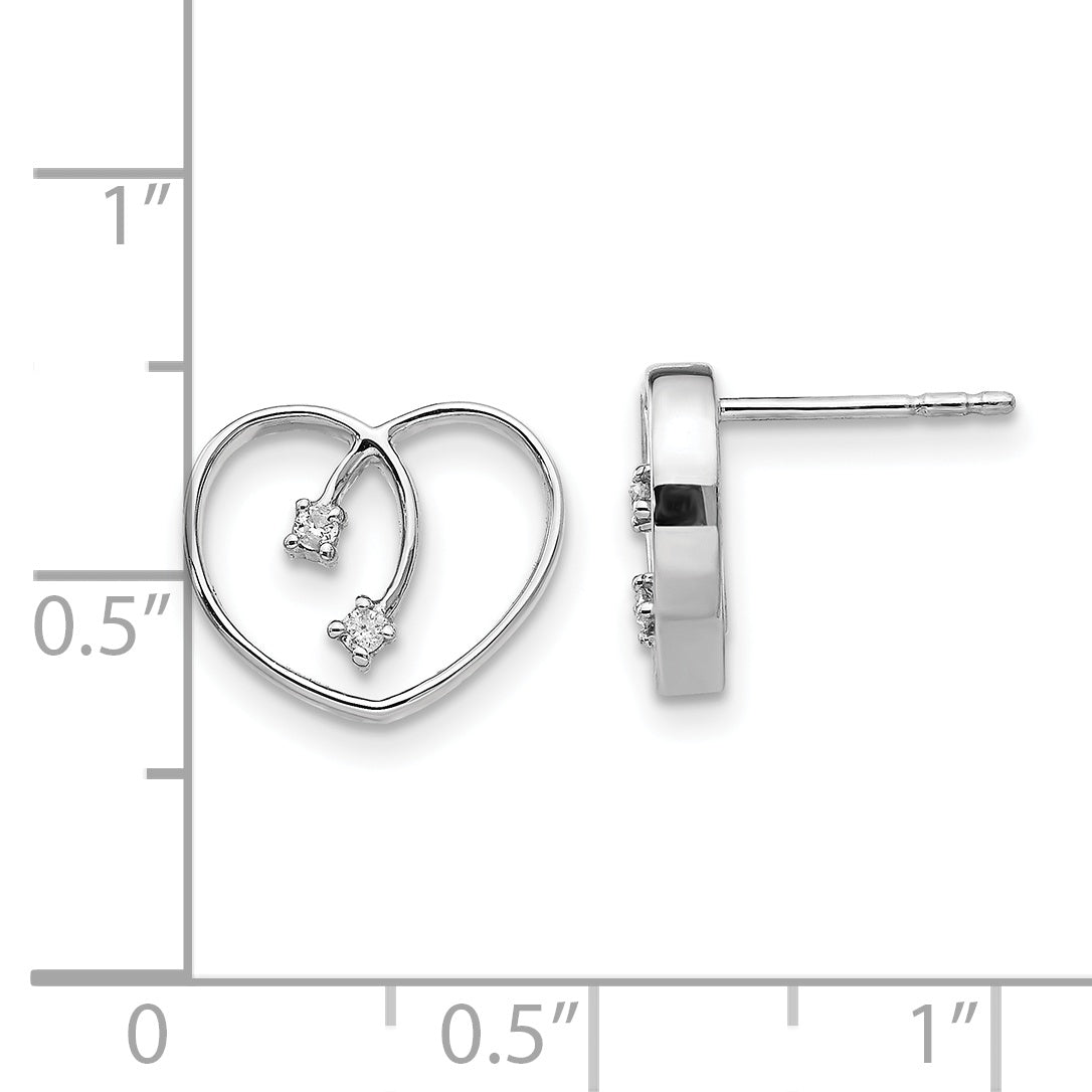 Sophia Jewelers Sterling Silver Diamond Heart Earrings Gift Ready