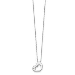 White Ice Sterling Silver Diamond Heart Necklace with Gift-Ready Polished Finish