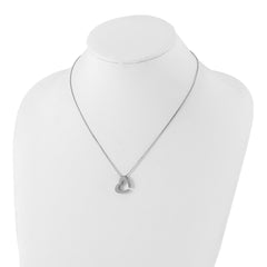 White Ice Sterling Silver Diamond Heart Necklace with Gift-Ready Polished Finish