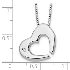 White Ice Sterling Silver Diamond Heart Necklace with Gift-Ready Polished Finish