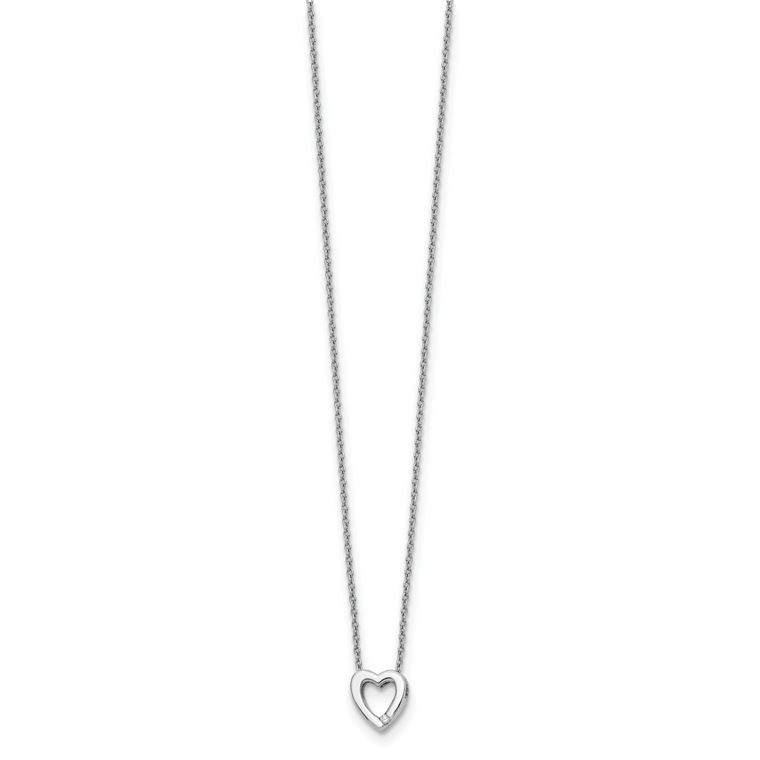 Sophia Jewelers Sterling Silver Diamond Heart Necklace with Extender