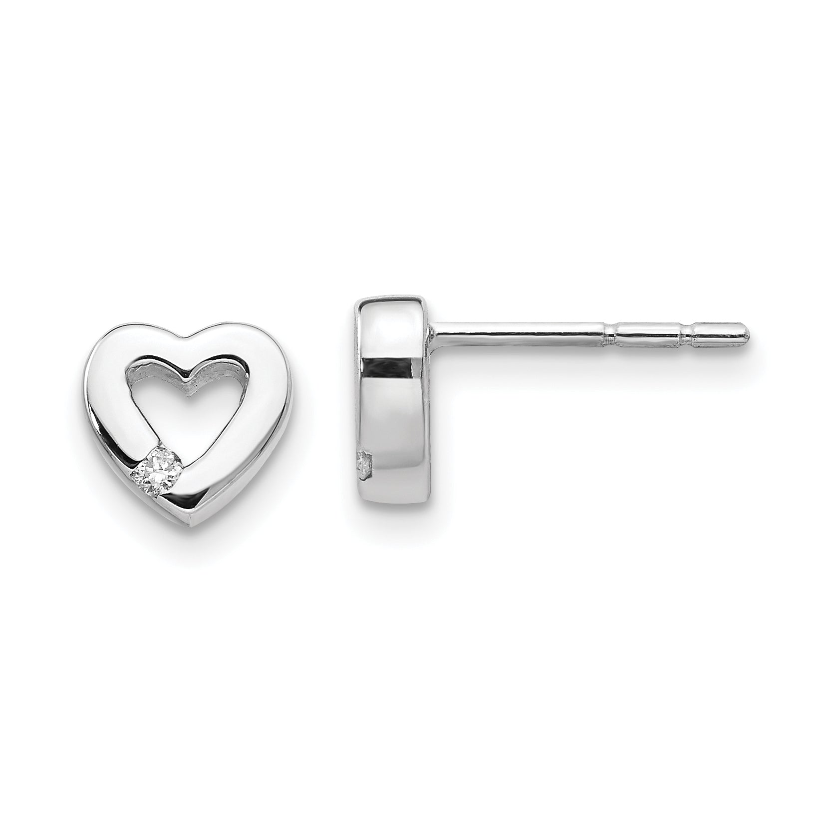 White Ice Sterling Silver Rhodium-plated Diamond Open Heart Post Earrings Main image