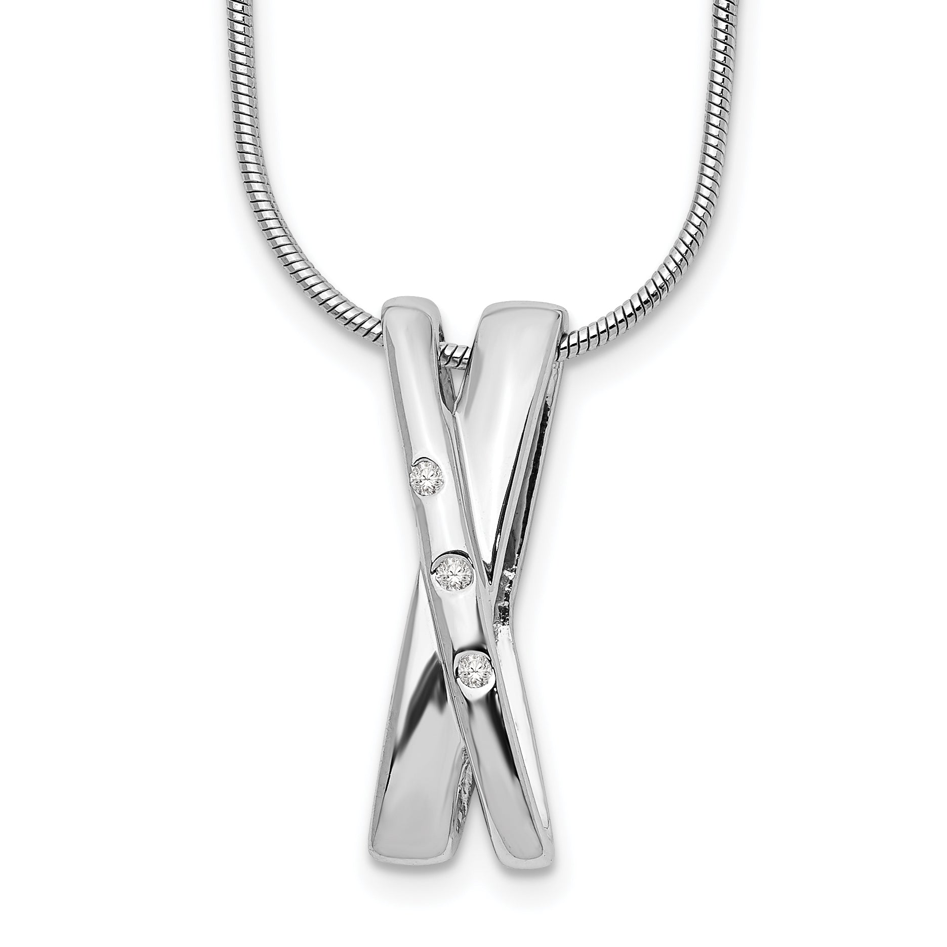 White Ice Sterling Silver Rhodium-plated 18 Inch Diamond X Necklace with 2 Inch Extender Main image