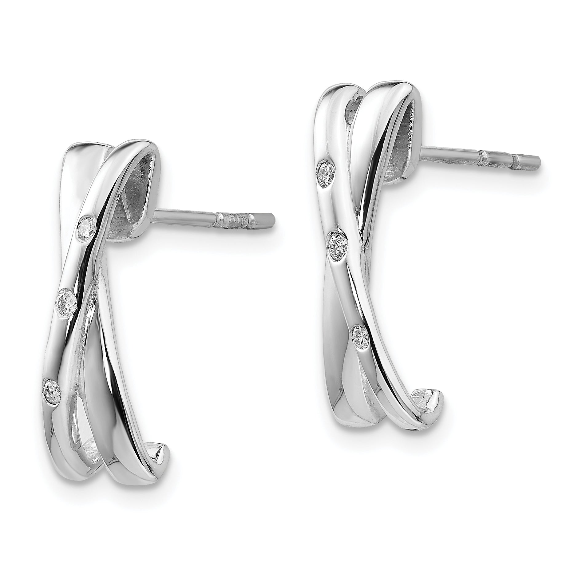 White Ice Sterling Silver Diamond X Post Earrings with Rhodium Finish Secondary image