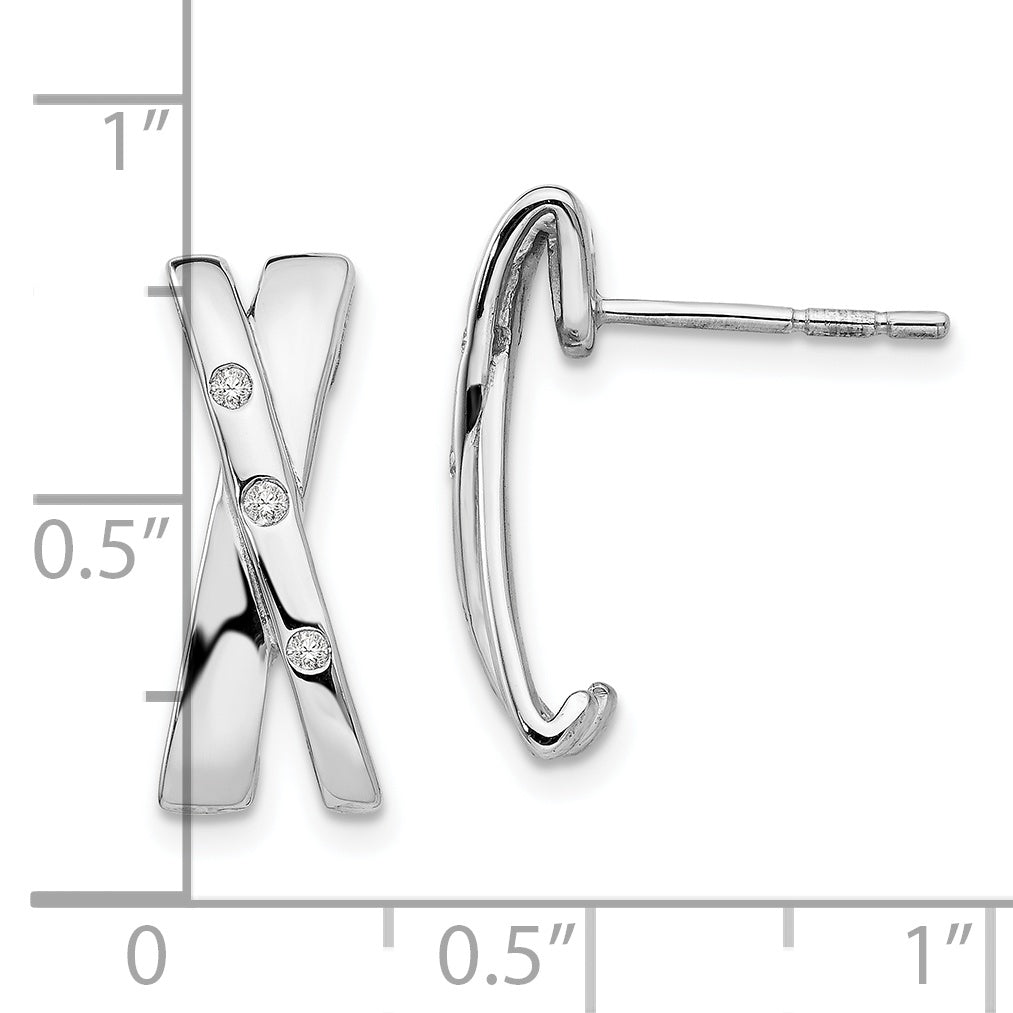White Ice Sterling Silver Diamond X Post Earrings with Rhodium Finish