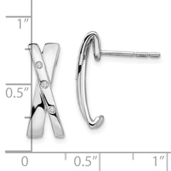 White Ice Sterling Silver Diamond X Post Earrings with Rhodium Finish