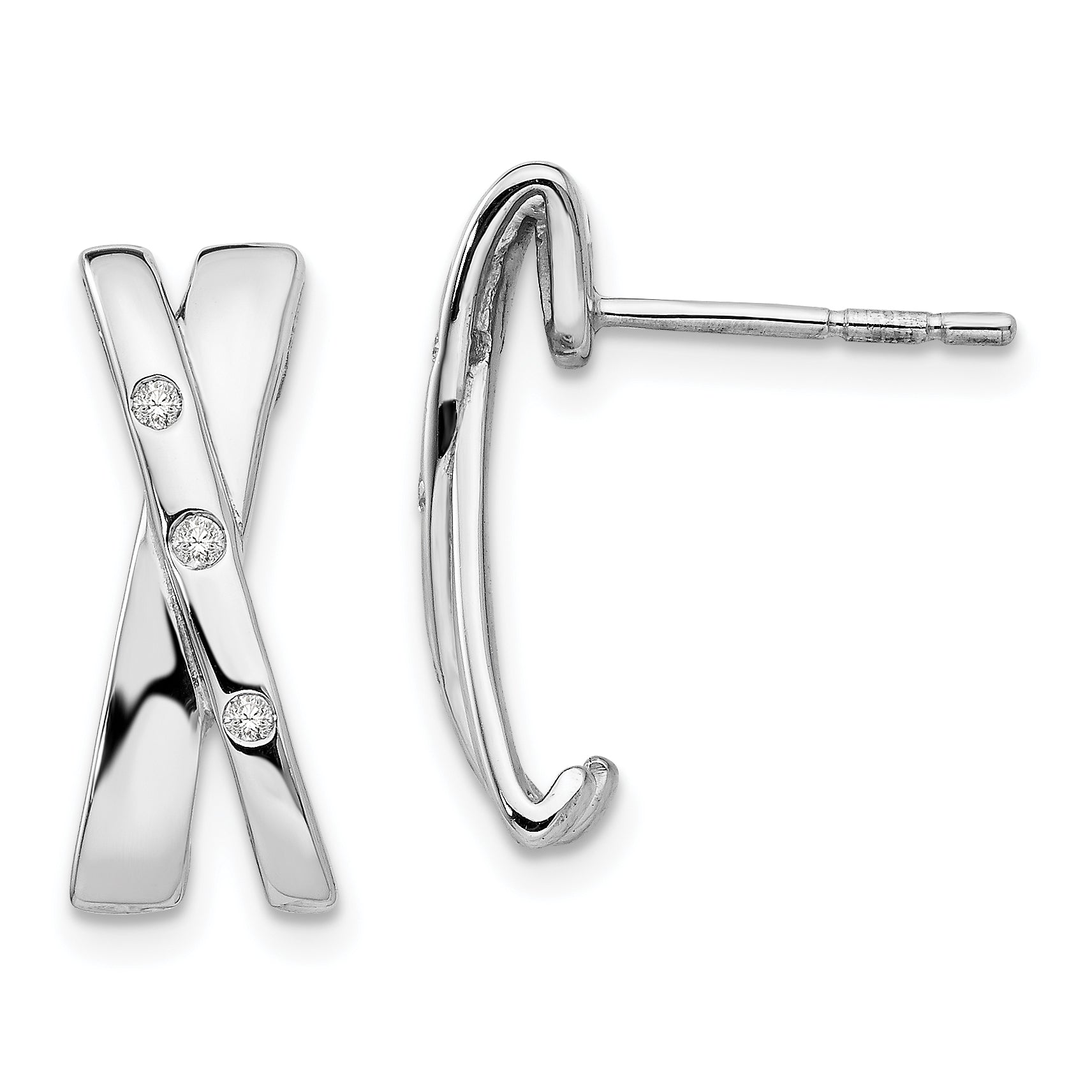 White Ice Sterling Silver Rhodium-plated Diamond X Post Earrings Main image