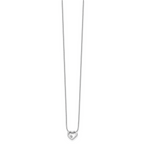 Sterling Silver Diamond Open Heart Necklace with Rhodium Polish and Extender
