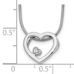 Sterling Silver Diamond Open Heart Necklace with Rhodium Polish and Extender