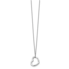 White Ice Sterling Silver Rhodium-plated 18 Inch Diamond Open Heart Necklace with 2 Inch Extender