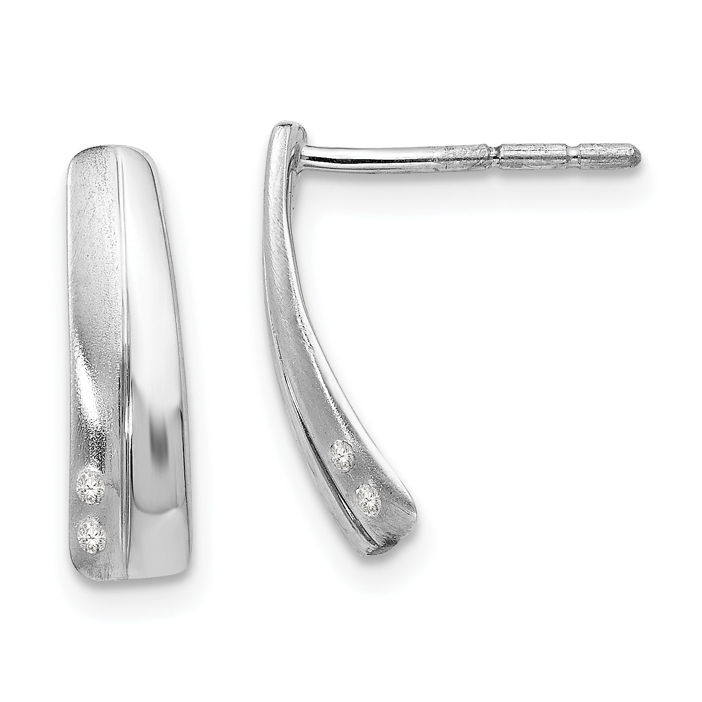 White Ice Sterling Silver Rhodium-plated Satin and Polished Diamond Post Drop Earrings Main image