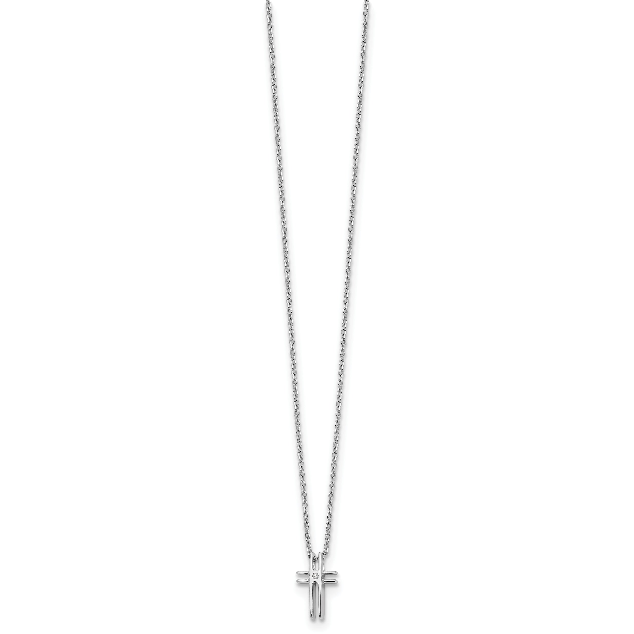 White Ice Sterling Silver Diamond Cross Necklace with Rhodium Finish