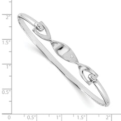White Ice 925 Sterling Silver Diamond Twist Bangle with Polished Rhodium Finish