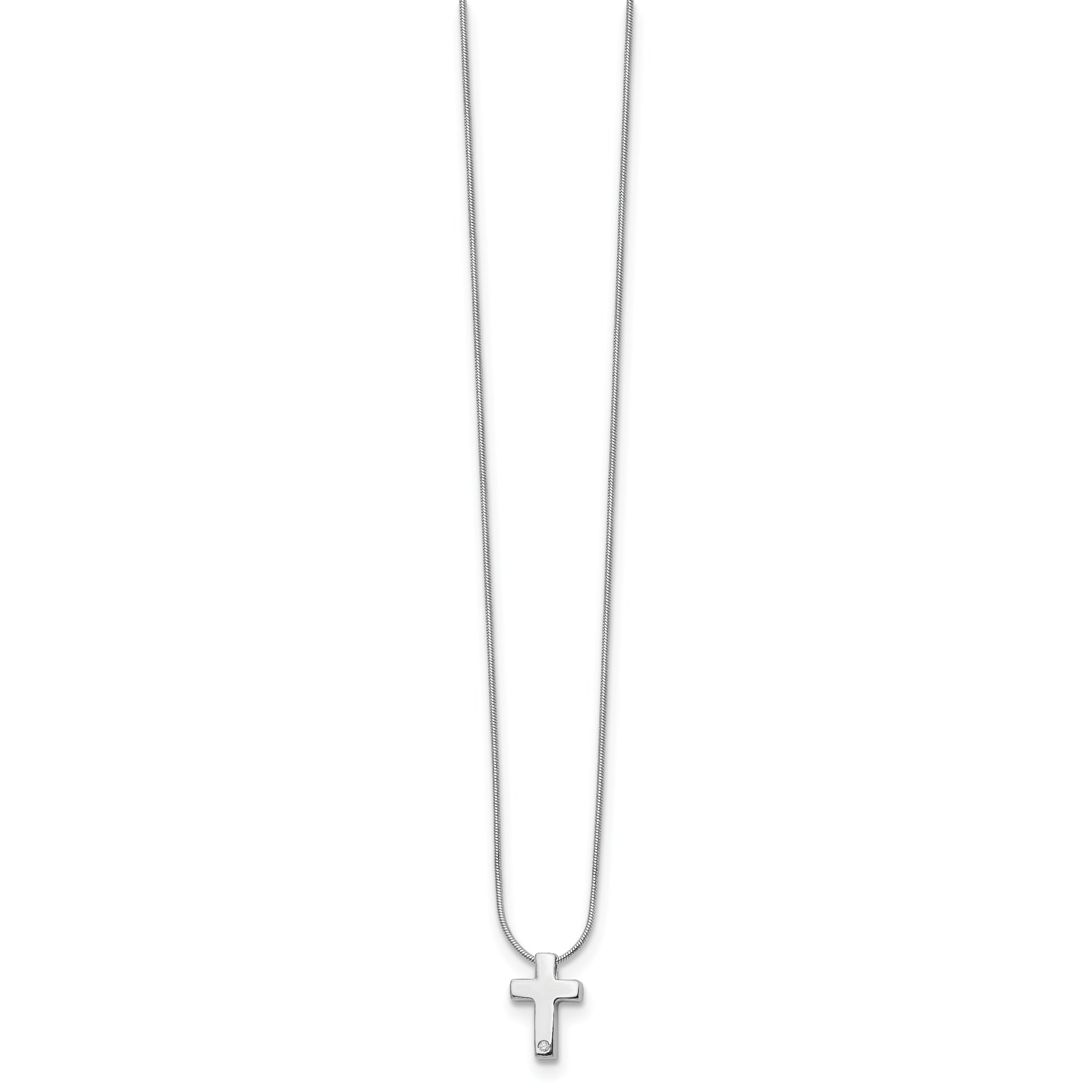 Sophia Jewelers White Ice 925 Silver Diamond Cross Necklace Gift Ready