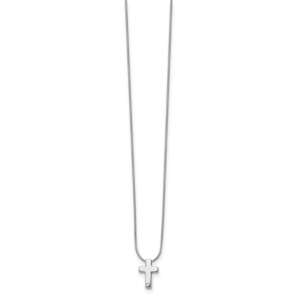 Sophia Jewelers White Ice 925 Silver Diamond Cross Necklace Gift Ready