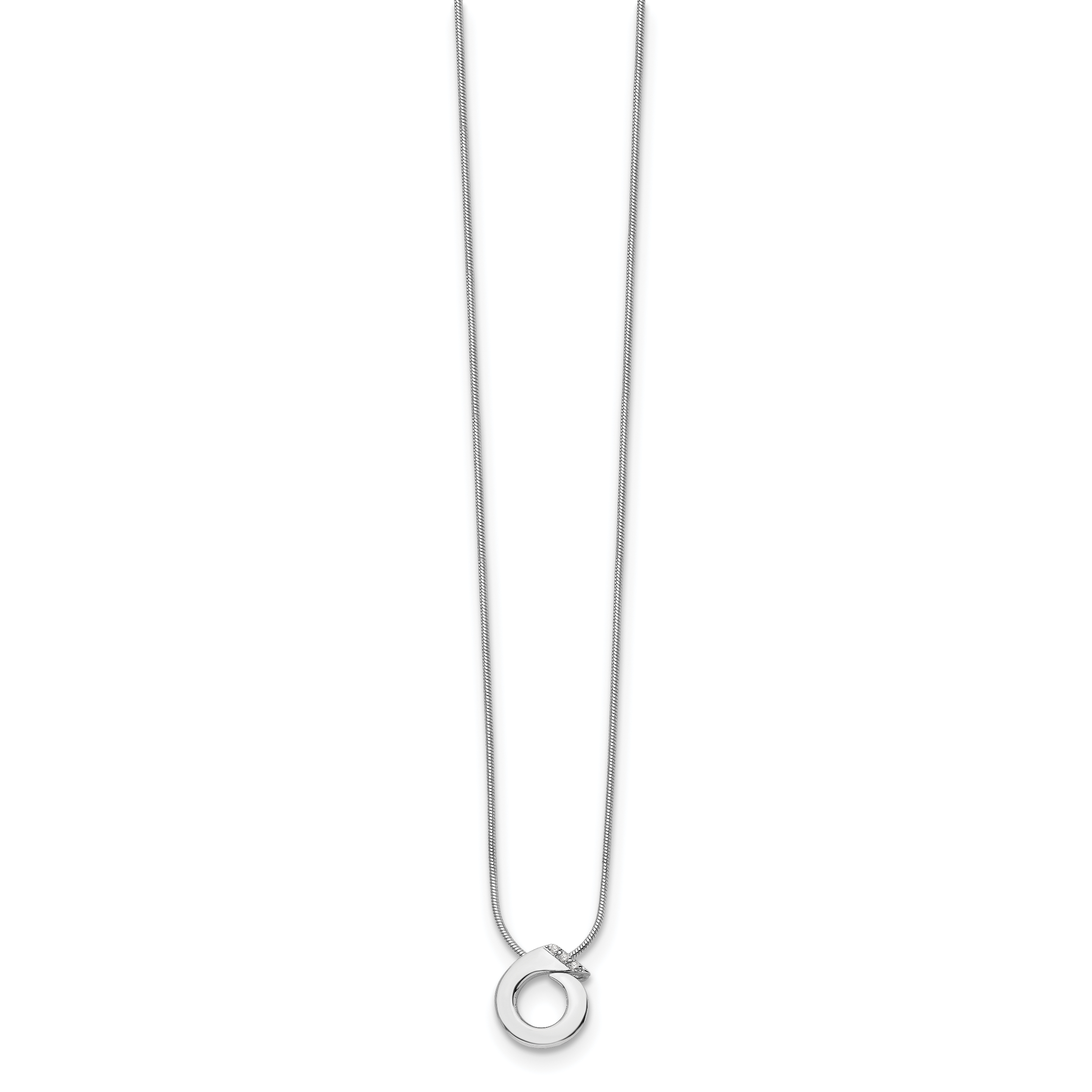 Sophia Jewelers Sterling Silver Diamond Circle Necklace with Extender Secondary image