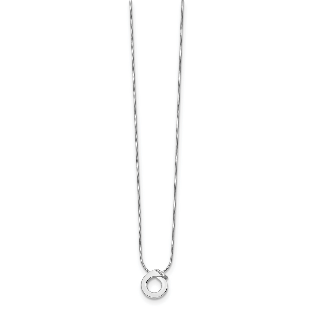Sophia Jewelers Sterling Silver Diamond Circle Necklace with Extender