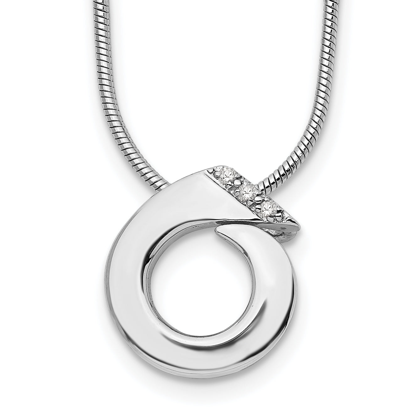 White Ice Sterling Silver Rhodium-plated 18 Inch Open Circle Diamond Necklace with 2 Inch Extender Main image