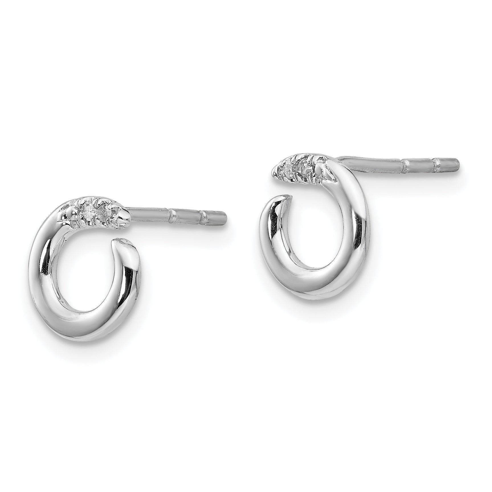 White Ice Sterling Silver Diamond Circle Earrings, Polished & Gift Ready Secondary image
