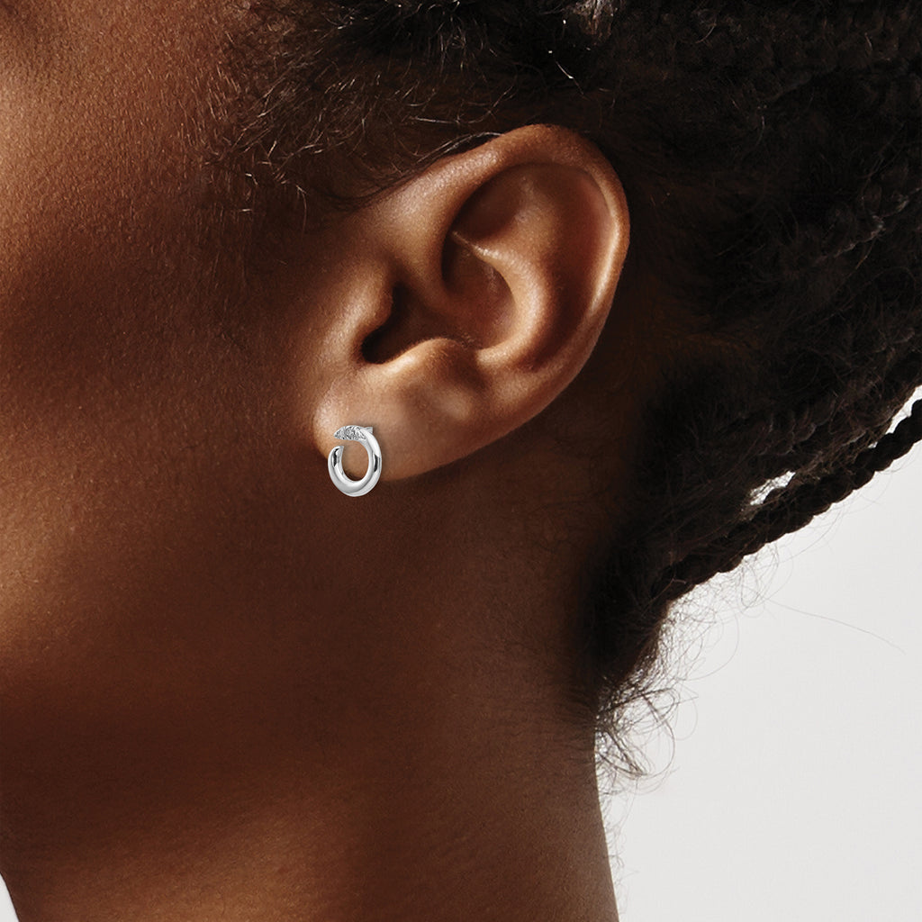 White Ice Sterling Silver Diamond Circle Earrings, Polished & Gift Ready