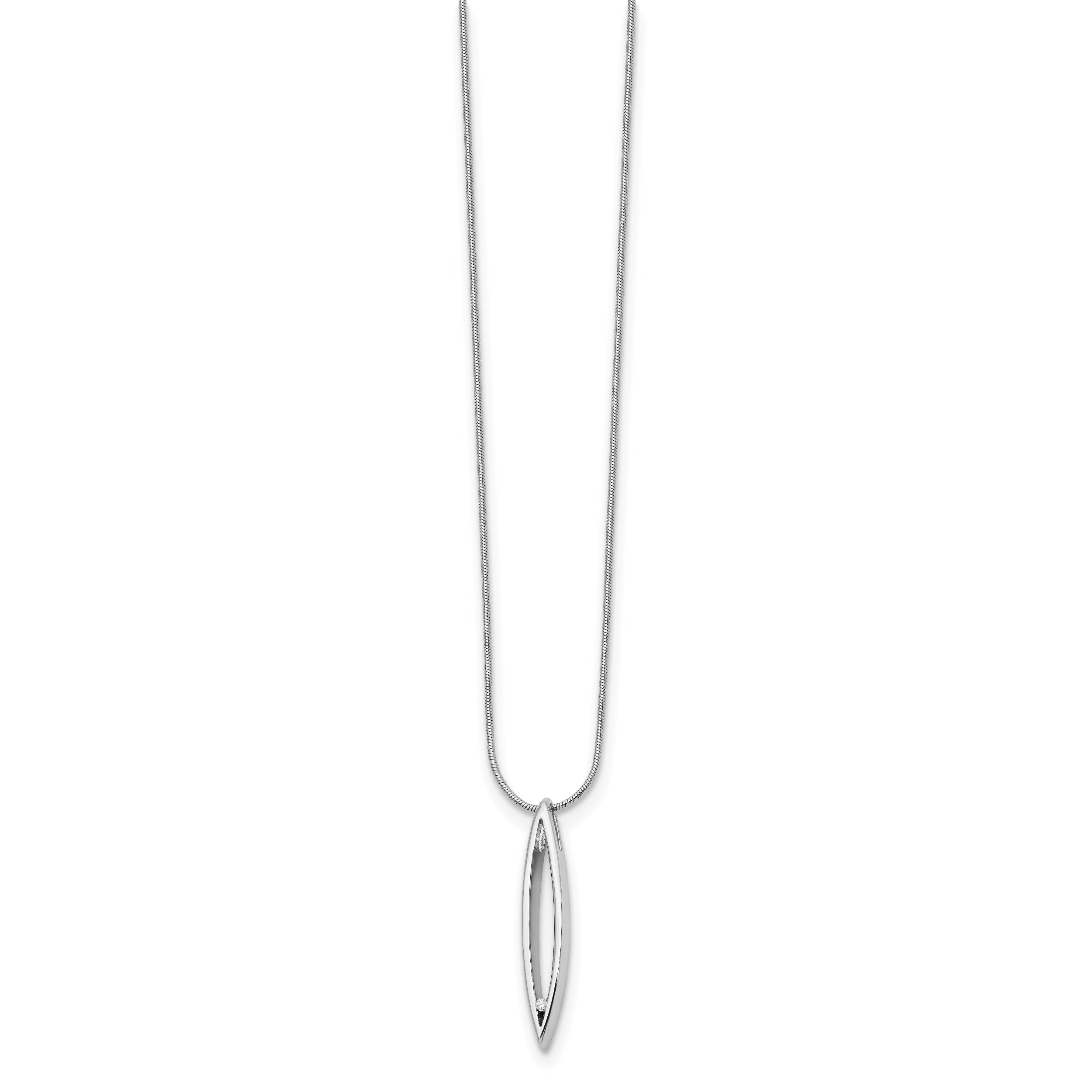 Sophia Jewelers Sterling Silver Diamond Necklace with 2 Inch Extender