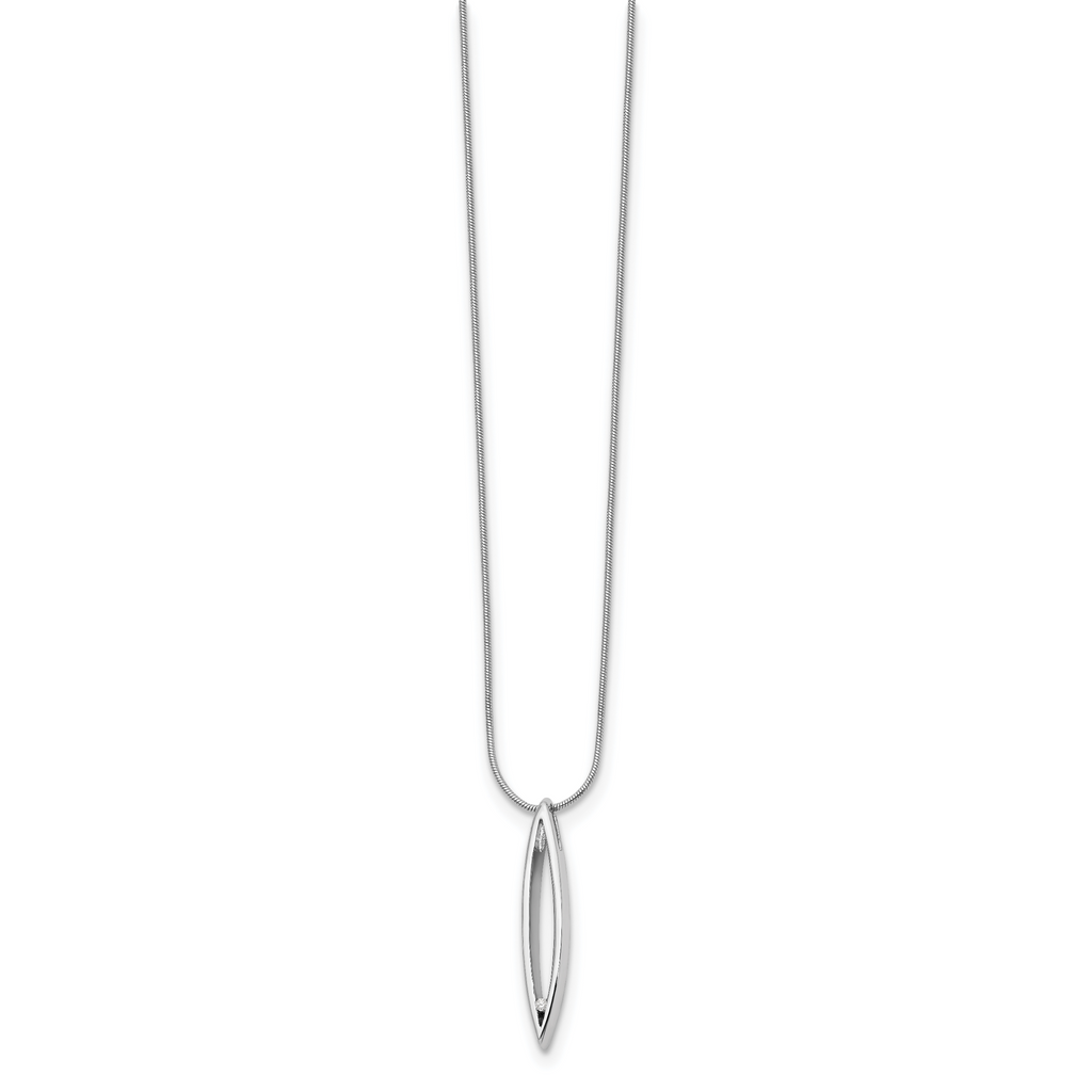 Sophia Jewelers Sterling Silver Diamond Necklace with 2 Inch Extender