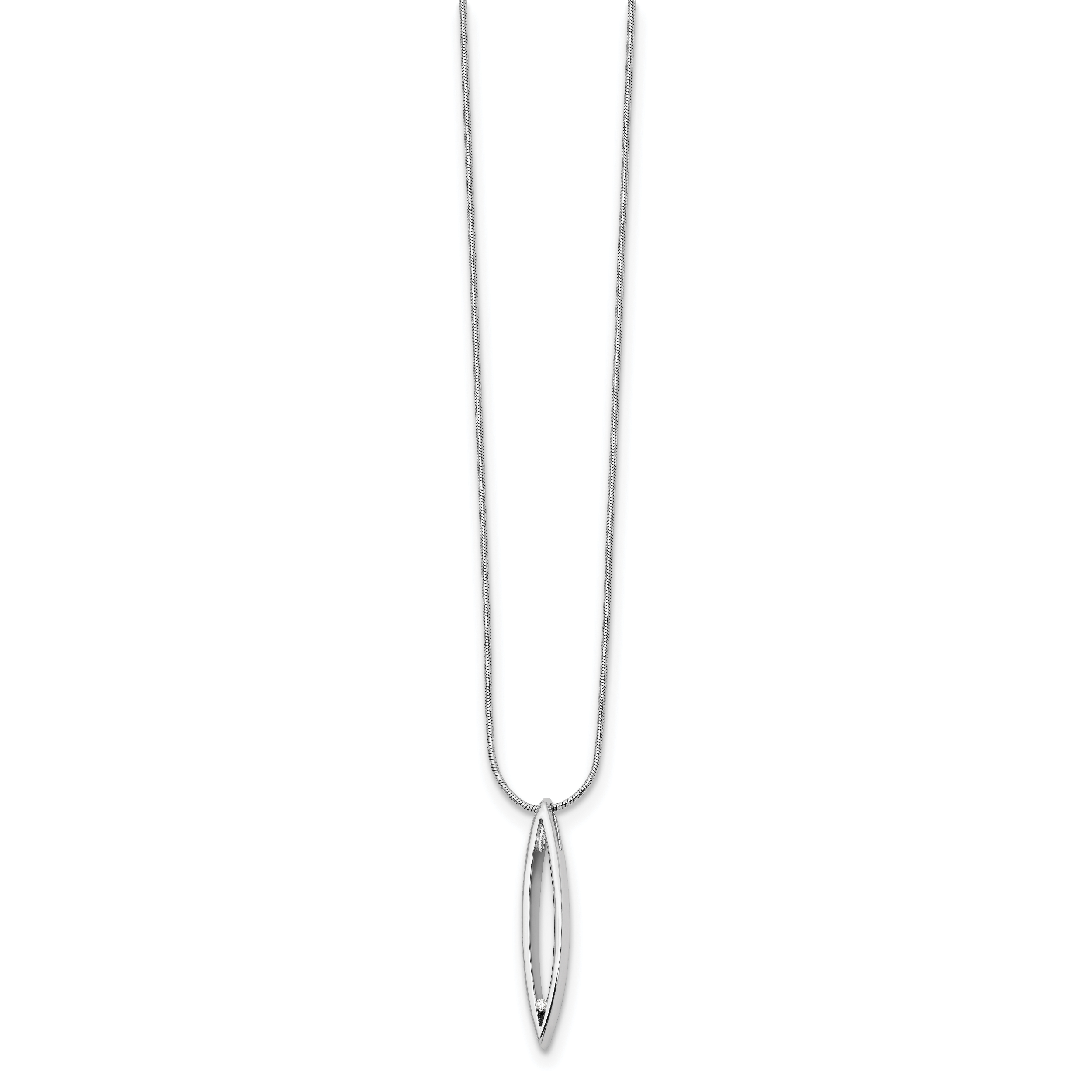Sophia Jewelers Sterling Silver Diamond Necklace with 2 Inch Extender
